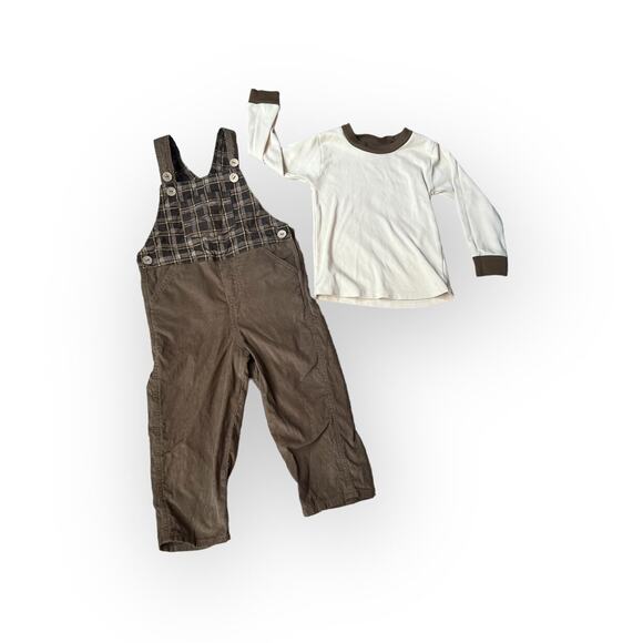 Wild Wawa Other - Wild Wawa Corduroy Overalls And Ringer Tee Set
